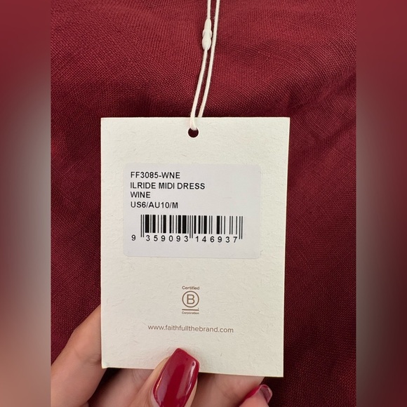 FAITHFULL The Brand Ilride Midi Dress in Wine – Size US 6 (M) - Picture 8 of 15